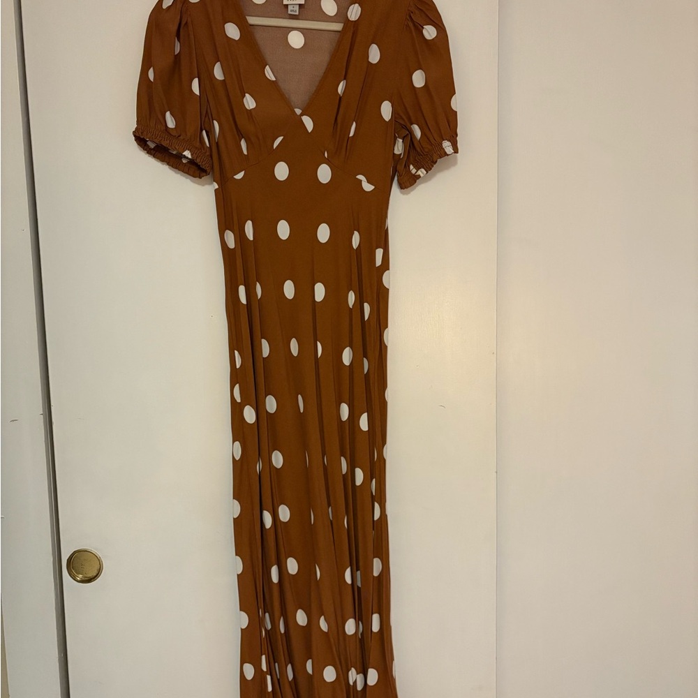 a new day Brown and White Polka Dot Maxi Dress
